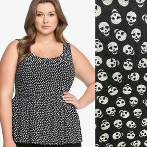 Torrid Skull Mesh Peplum Sleeveless Top S 3X